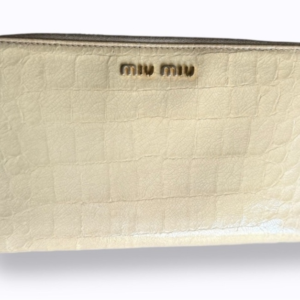 Miu Miu Ivory Croc-Embossed and long wallet